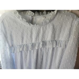 Shein Baby Blue Chiffon Cottagecore Dress Size Medium Ruffle laced